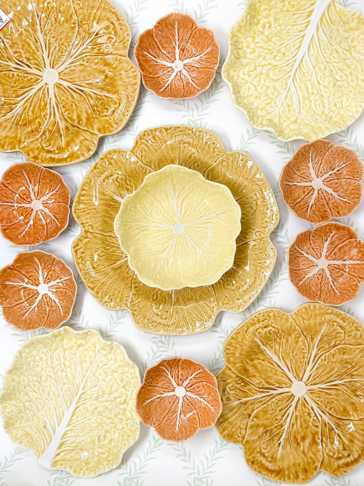 Vintage Bordallo Pinheiro Orange Cabbageware, 5" Fruit Bowls