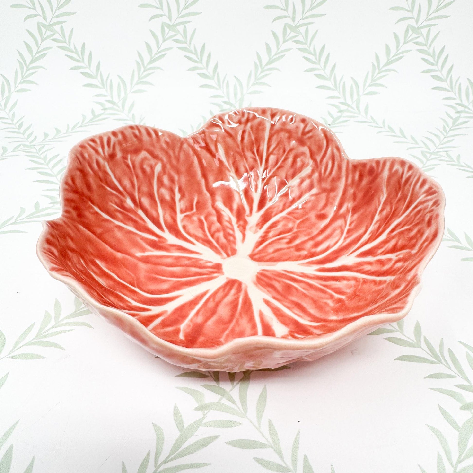 Vintage Bordallo Pinheiro Pink Cabbageware, 7" Cereal Bowls