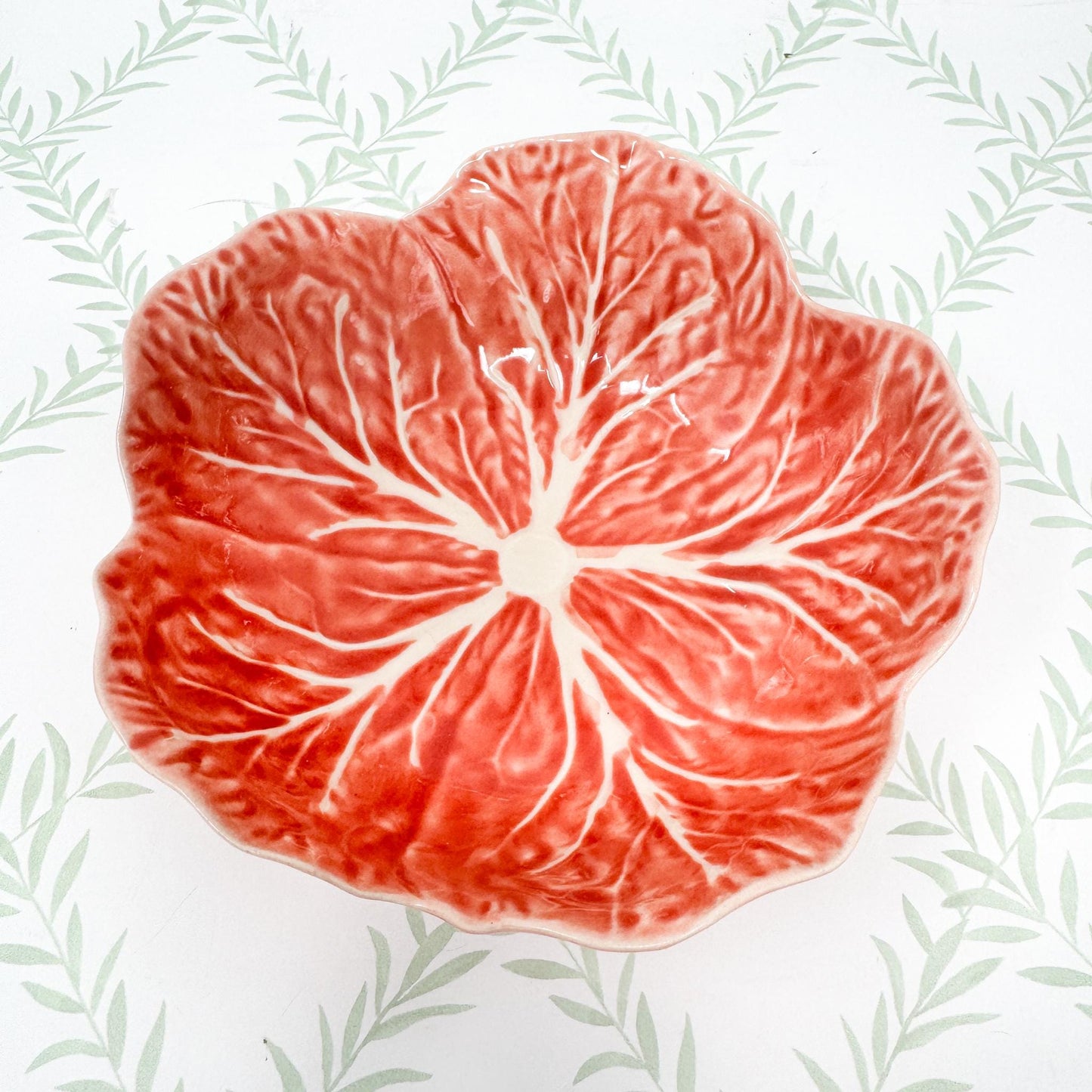 Vintage Bordallo Pinheiro Pink Cabbageware, 7" Cereal Bowls