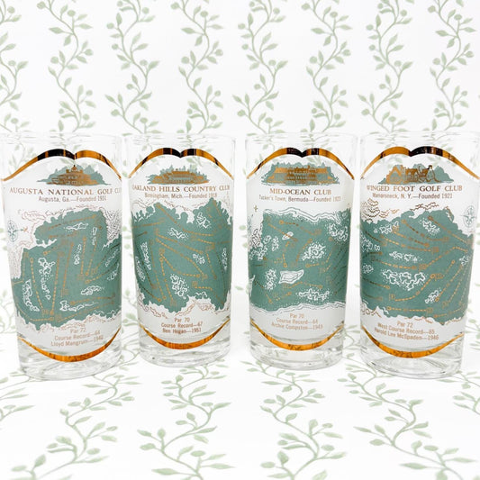 Vintage Famous Golf Courses Glasses, Set of 4