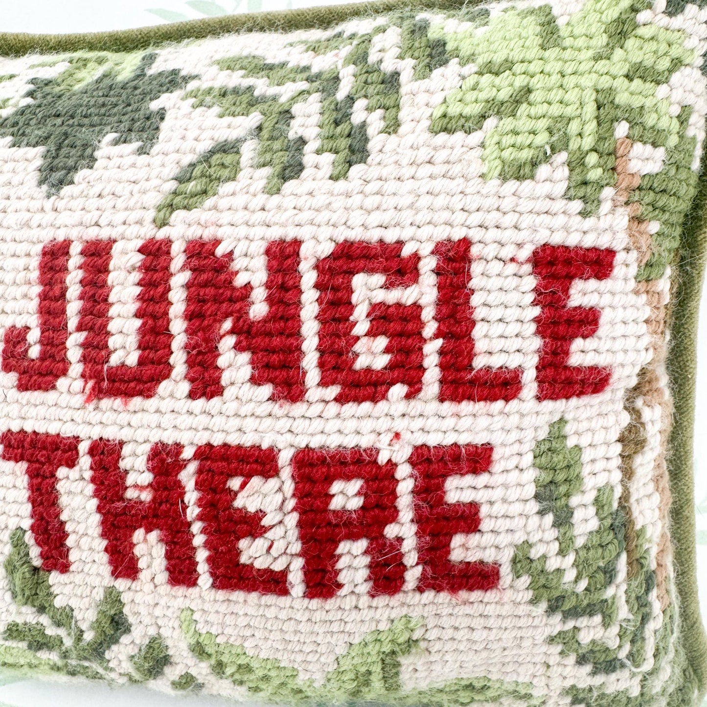 Vintage Needlepoint Pillow, It's A Jungle Out There