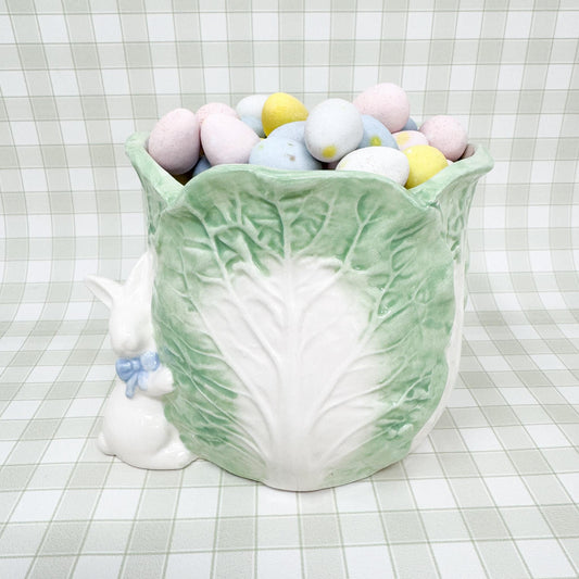 Green Easter Bunny and Cabbage Cachepot