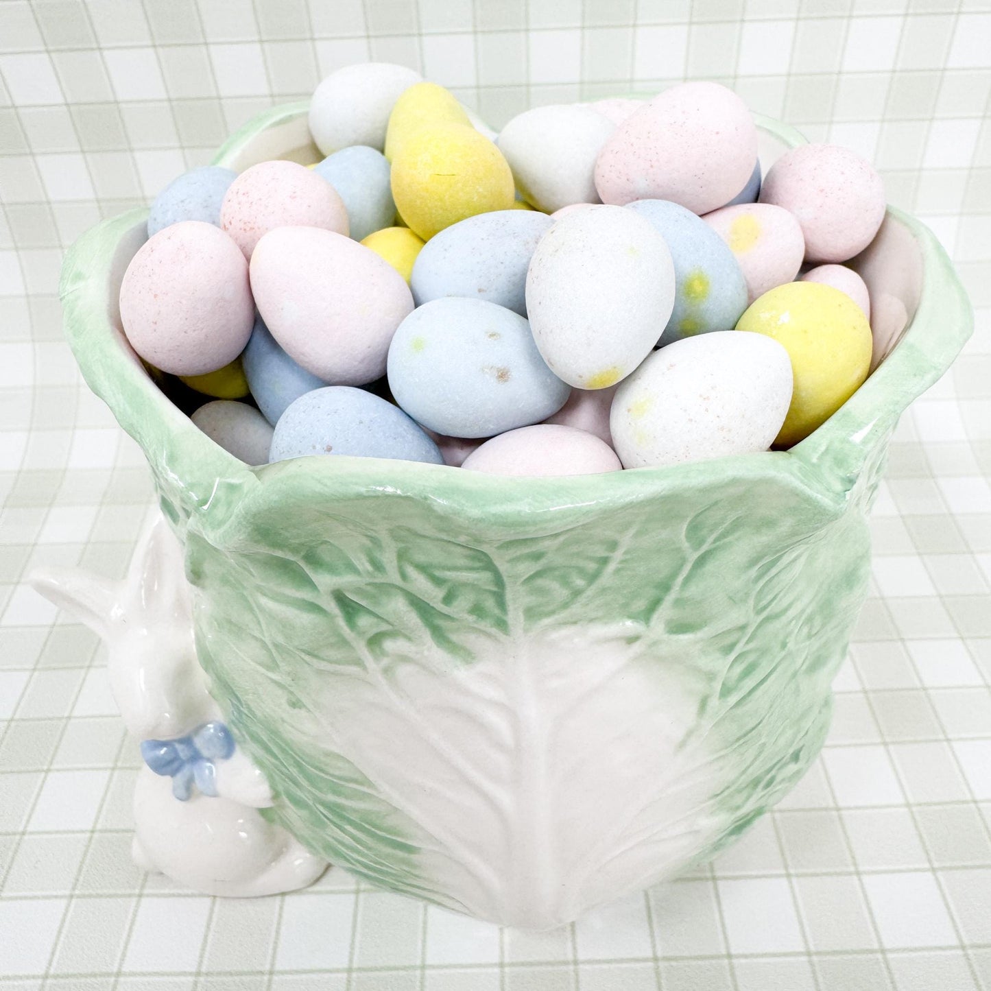 Green Easter Bunny and Cabbage Cachepot