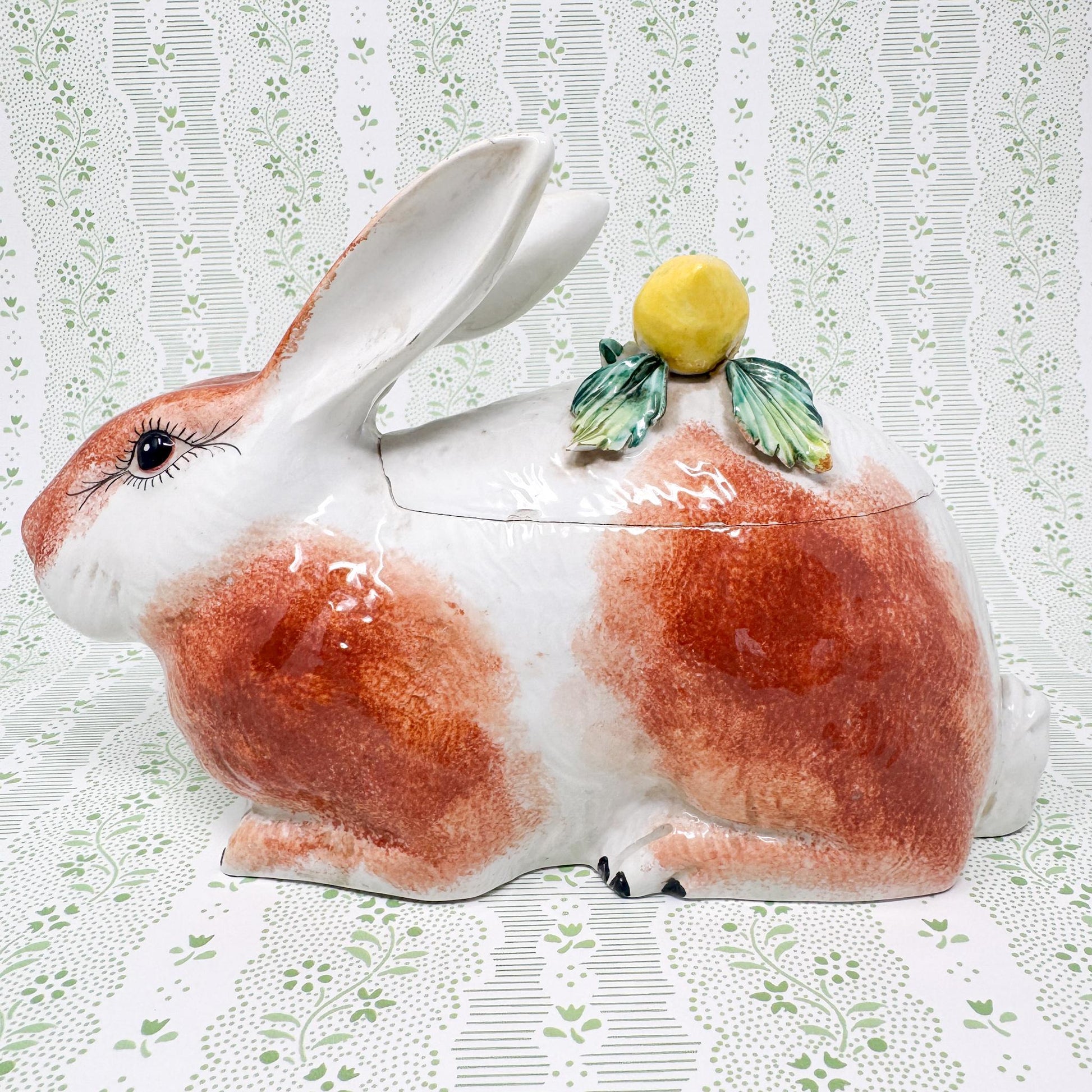 Vintage Italian Majolica Bunny Rabbit Tureen
