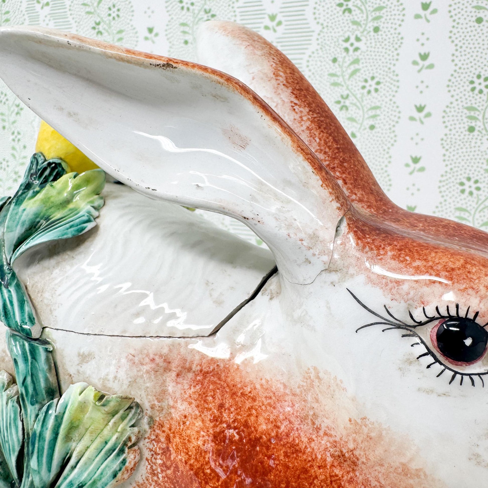 Vintage Italian Majolica Bunny Rabbit Tureen