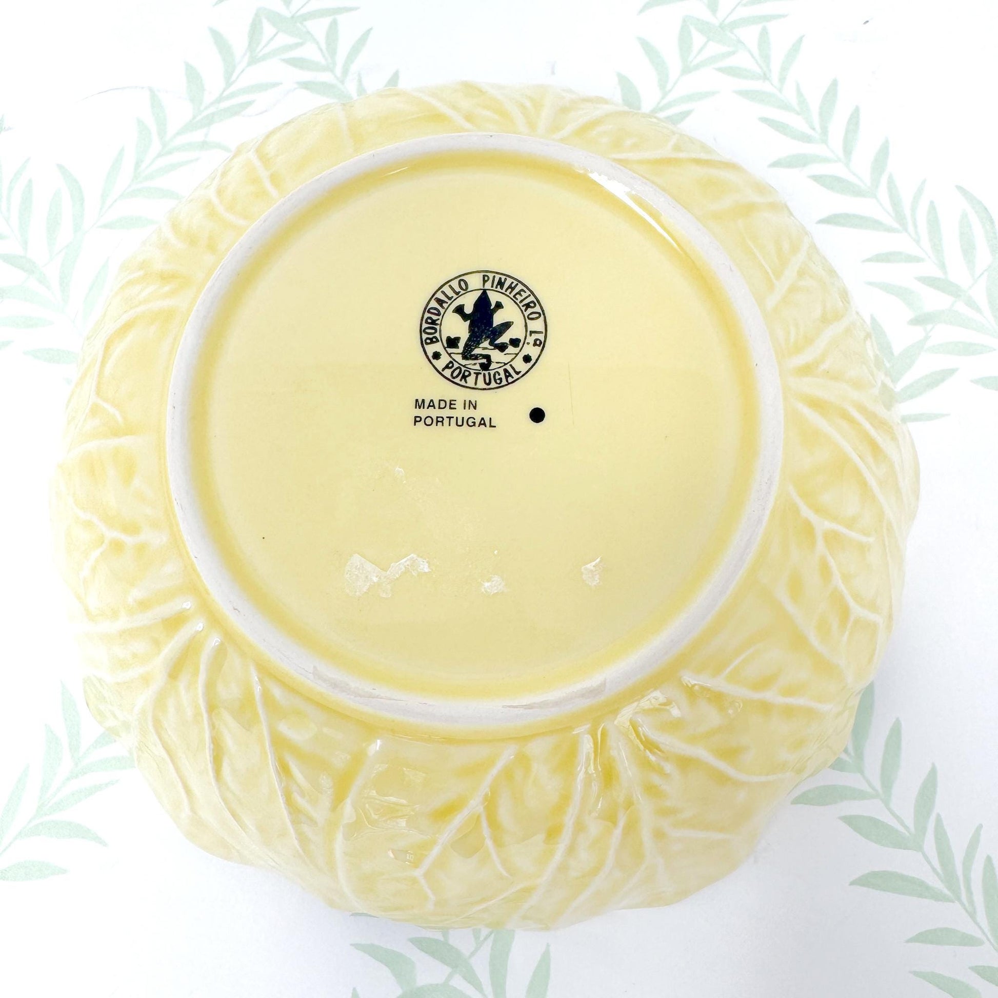 Vintage Bordallo Pinheiro Yellow Cabbageware, 7" Cereal Bowls