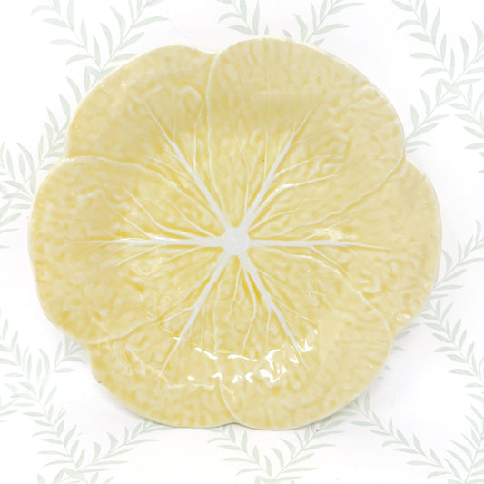 Vintage Bordallo Pinheiro Yellow Cabbageware, 9" Luncheon Plates