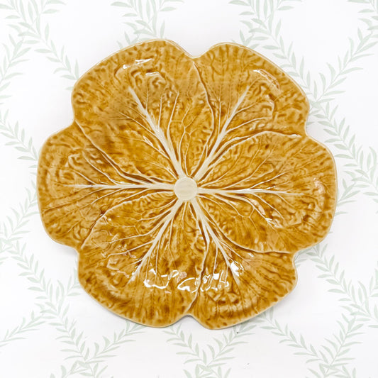 Vintage Bordallo Pinheiro Honey Gold Cabbageware, 10.5" Dinner Plates