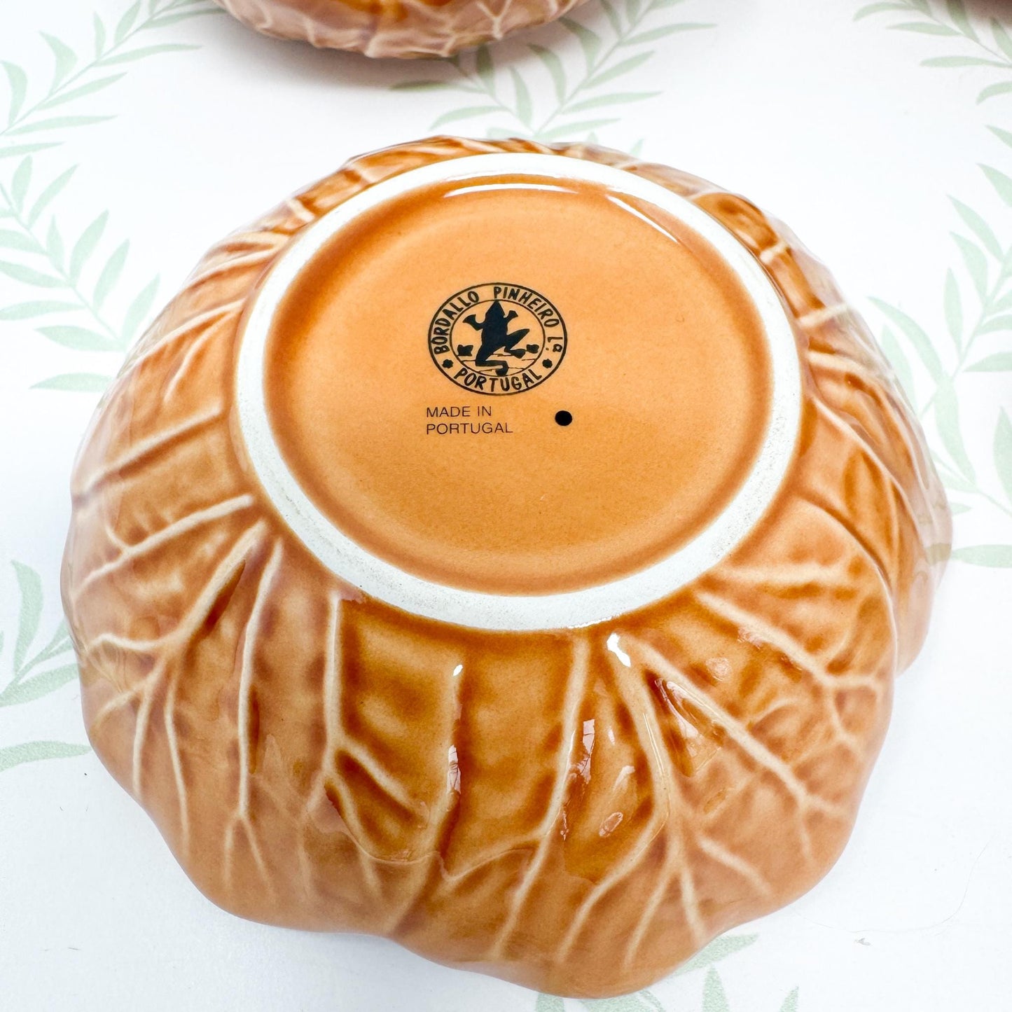 Vintage Bordallo Pinheiro Orange Cabbageware, 5" Fruit Bowls