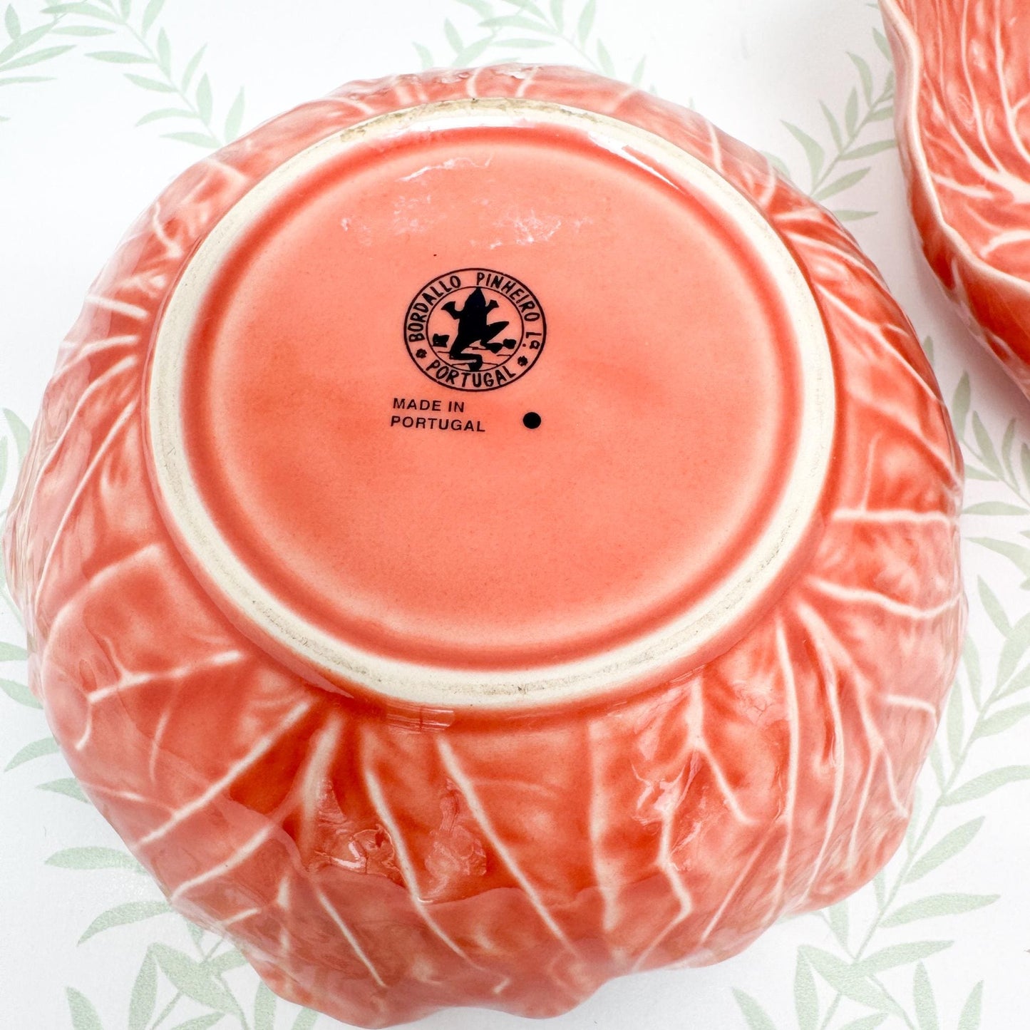 Vintage Bordallo Pinheiro Pink Cabbageware, 7" Cereal Bowls