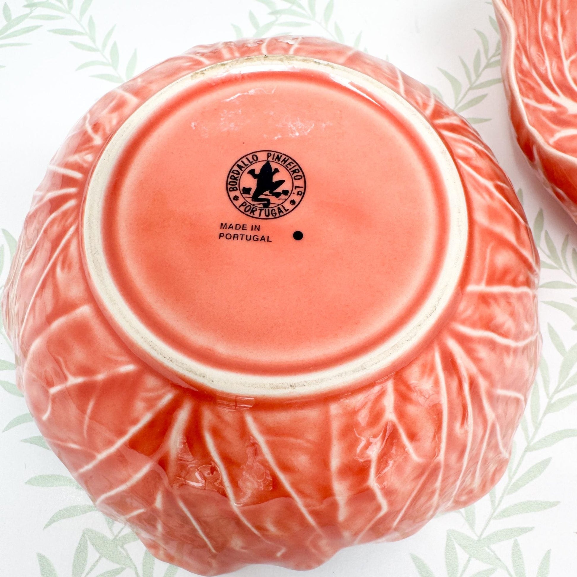 Vintage Bordallo Pinheiro Pink Cabbageware, 7" Cereal Bowls