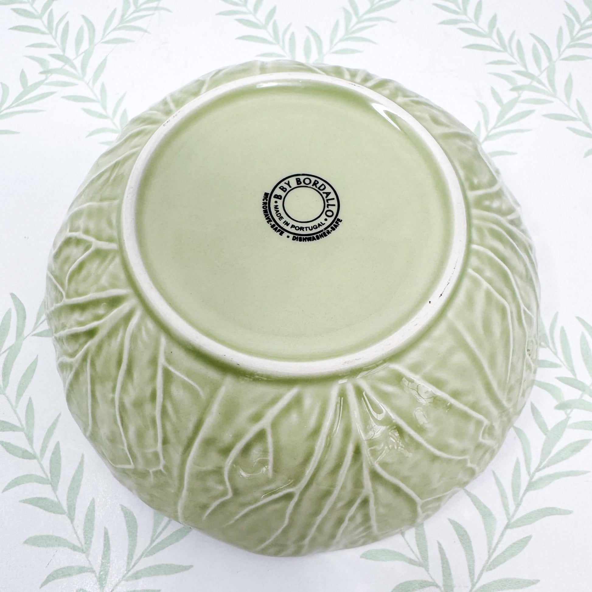 Vintage Bordallo Pinheiro Light Green Cabbageware, 7" Cereal Bowls