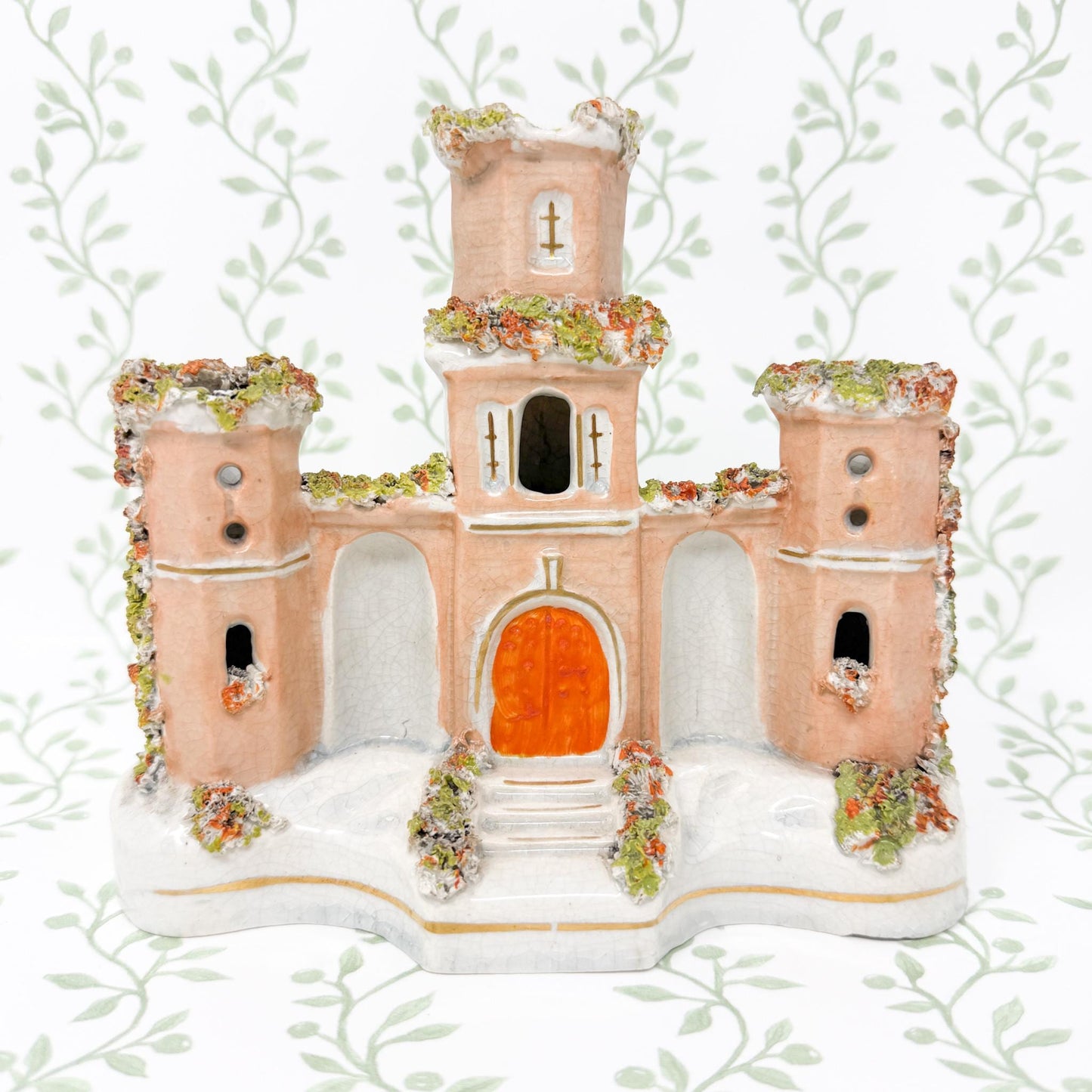 Antique Staffordshire Castle Spill Vase