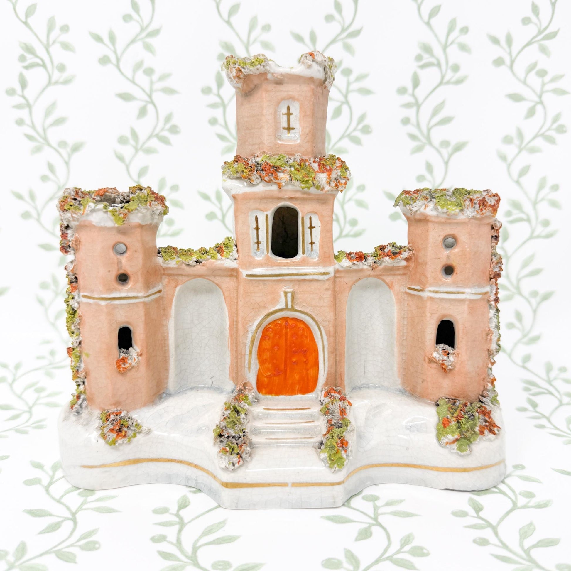 Antique Staffordshire Castle Spill Vase