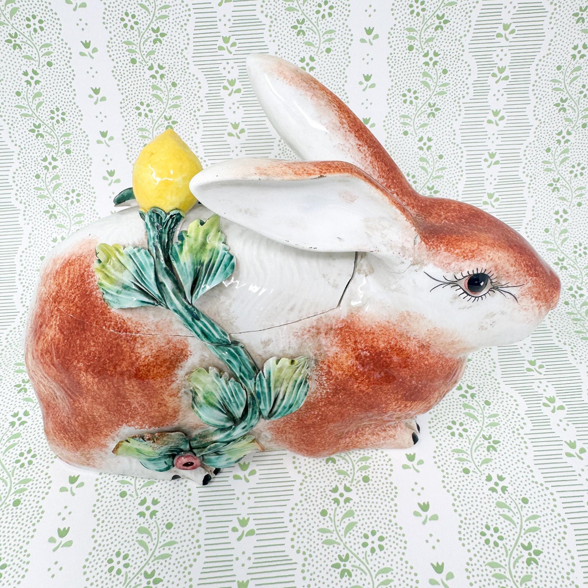 Vintage Italian Majolica Bunny Rabbit Tureen