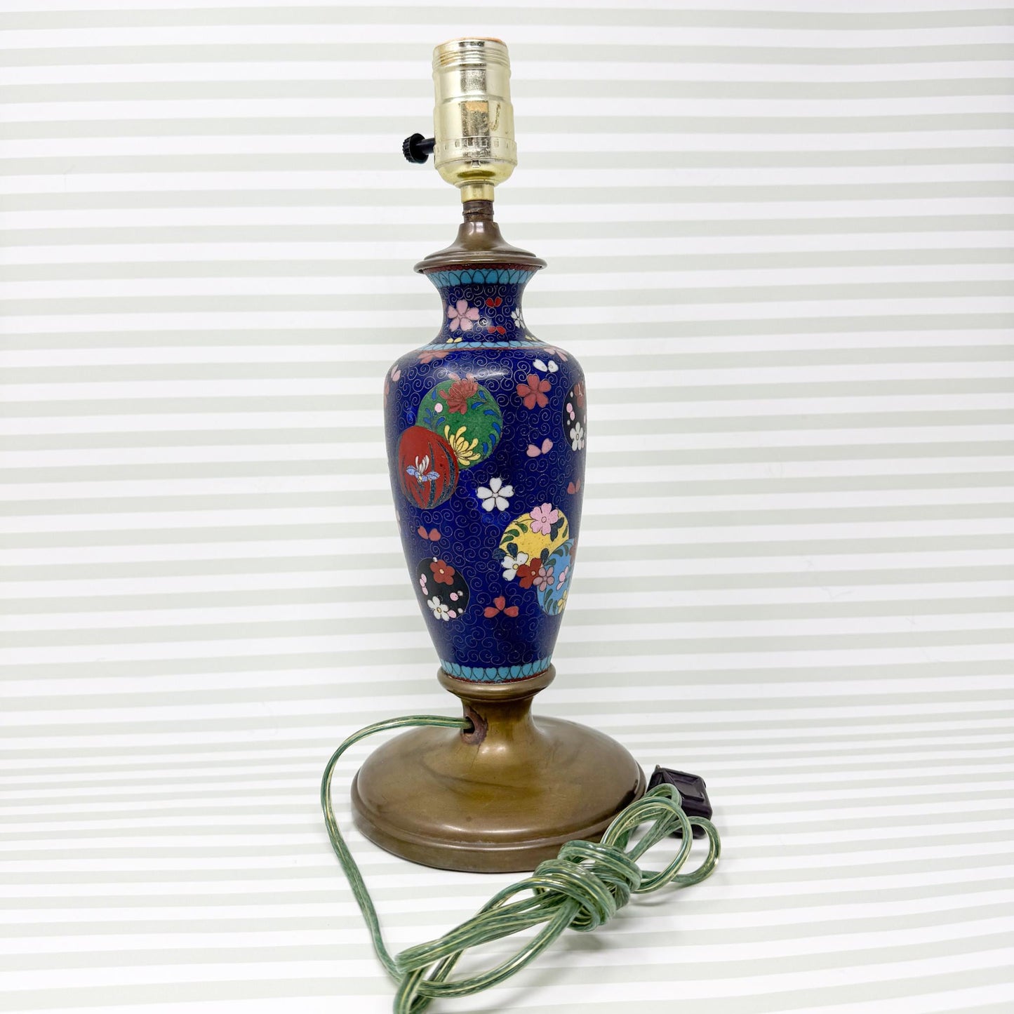 Vintage Blue Cloisonne Table Lamp