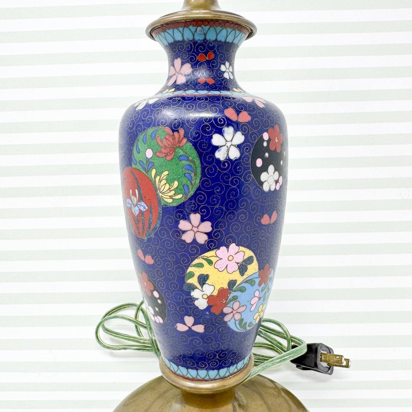 Vintage Blue Cloisonne Table Lamp