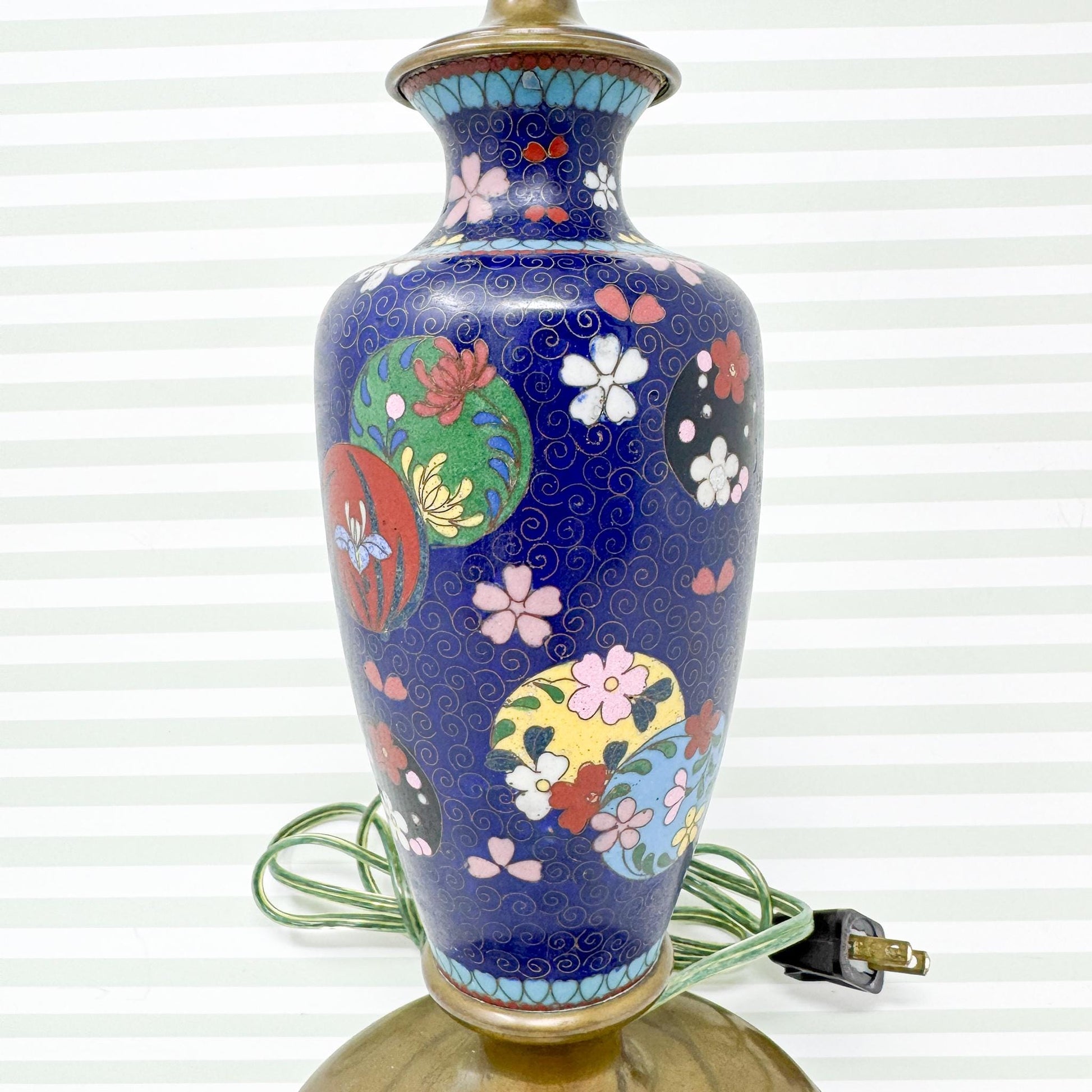 Vintage Blue Cloisonne Table Lamp