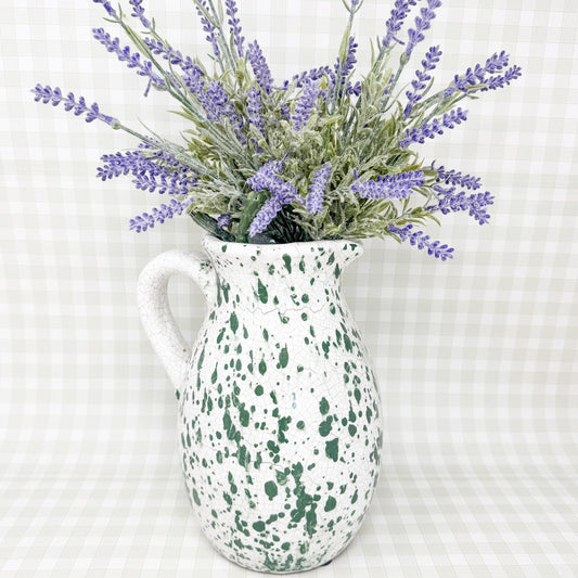 Green Splatterware Terracotta Pitcher