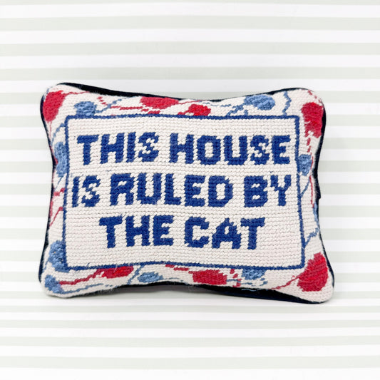 Vintage Needlepoint Pillow, This House Is Ruled By The Cat