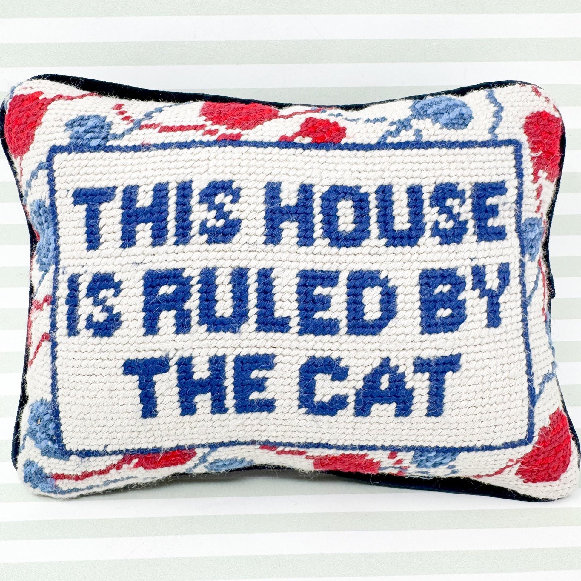 Vintage Needlepoint Pillow, This House Is Ruled By The Cat