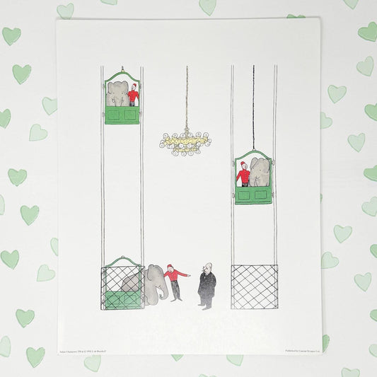 Vintage Babar the Elephant Prints, 11x14", Elevator