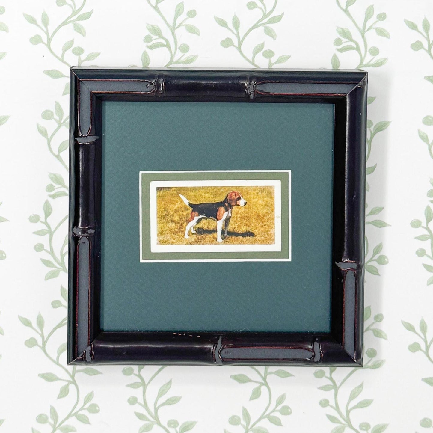 Framed Vintage Dog Cigarette Card, Beagle