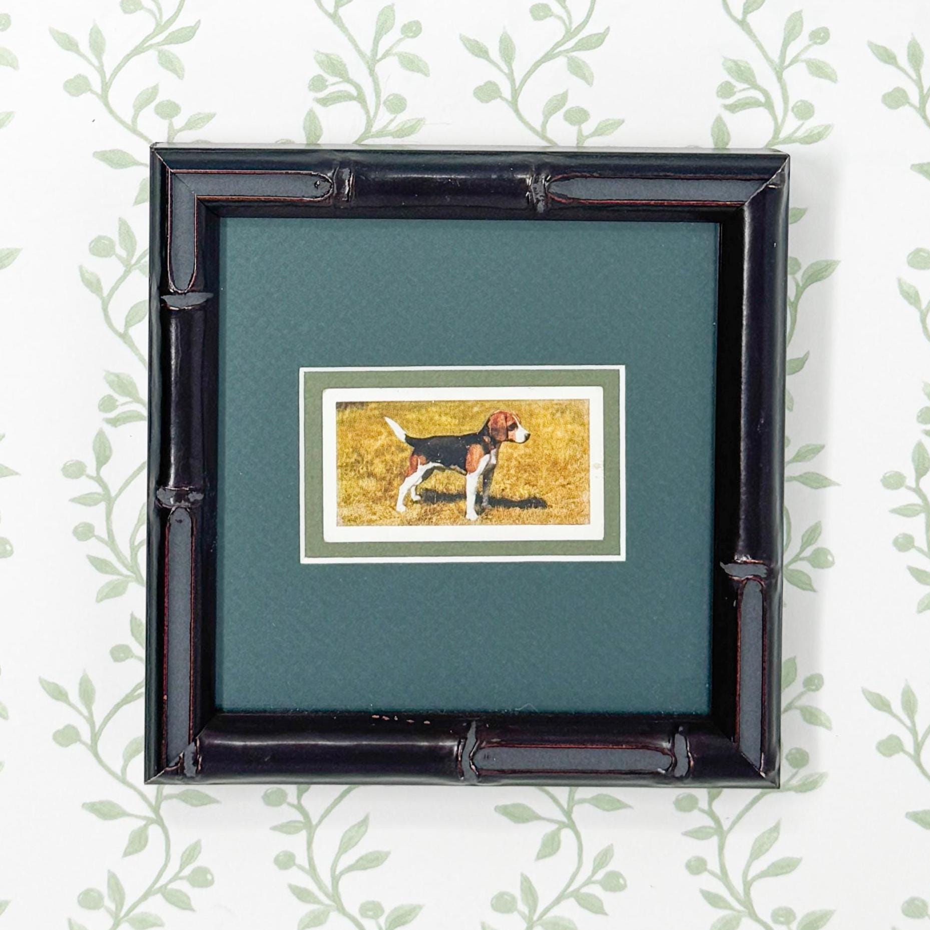 Framed Vintage Dog Cigarette Card, Beagle