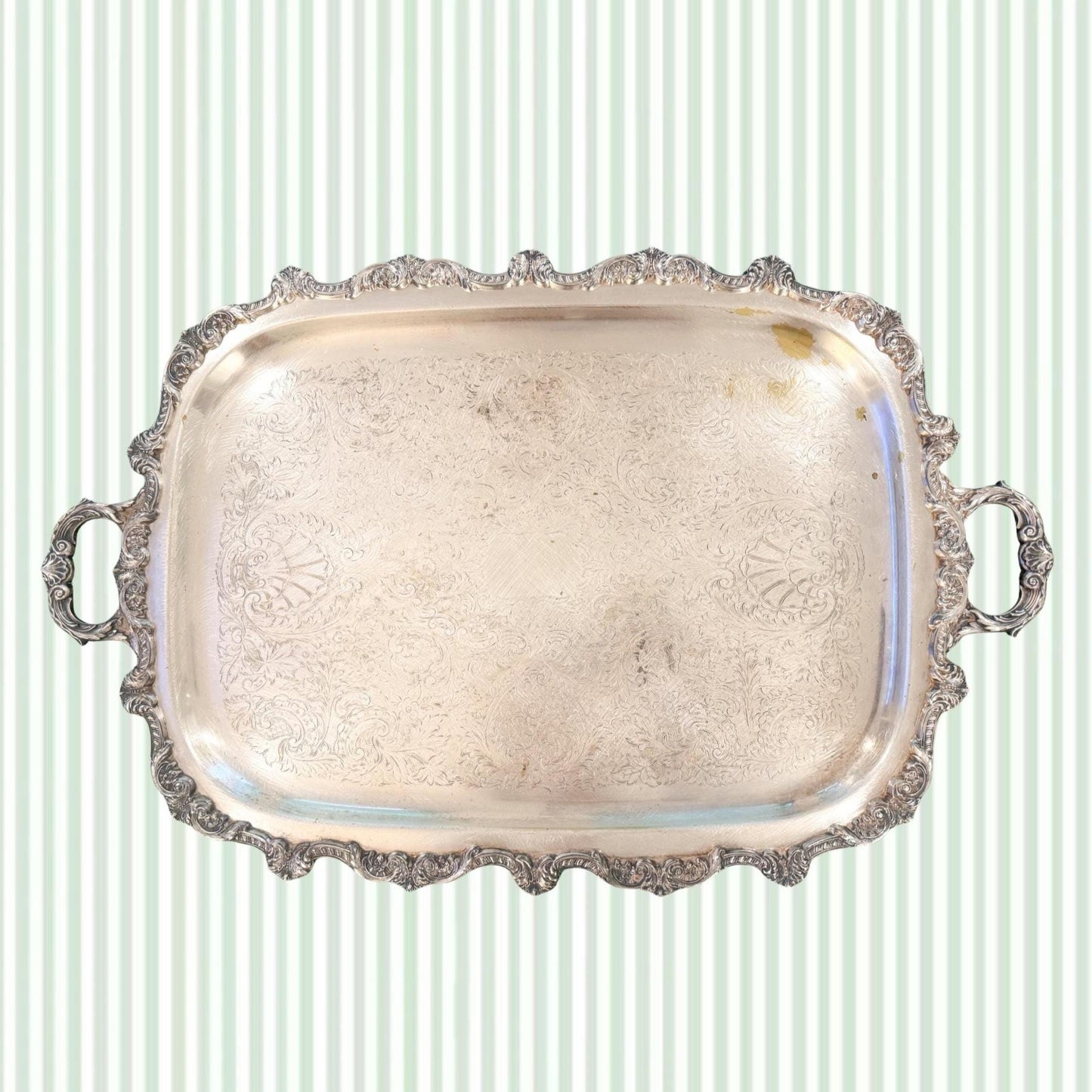 Vintage Silverplate Footed Butler's Tray, 27"