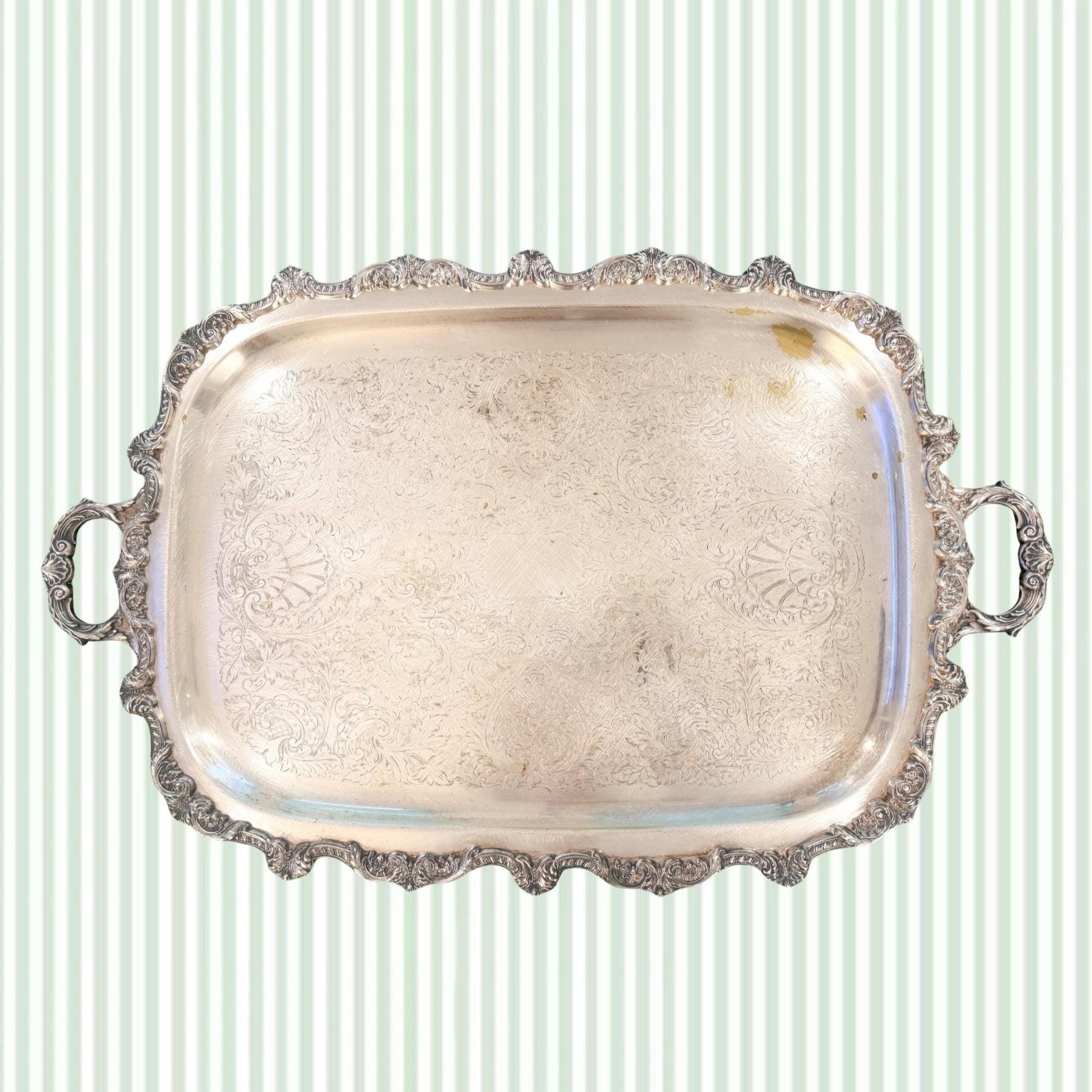 Vintage Silverplate Footed Butler's Tray, 27"