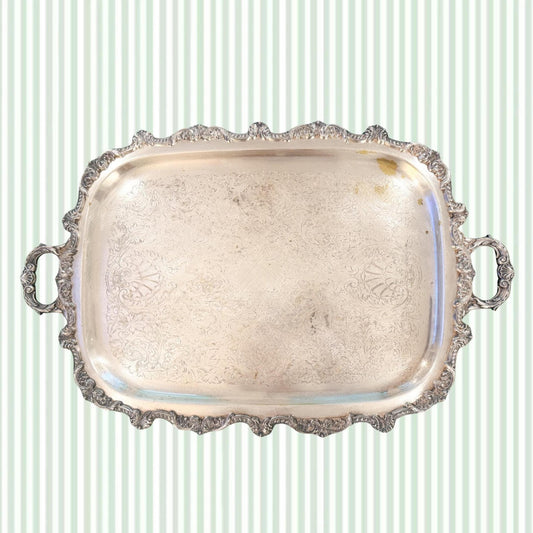 Vintage Silverplate Footed Butler's Tray, 27"