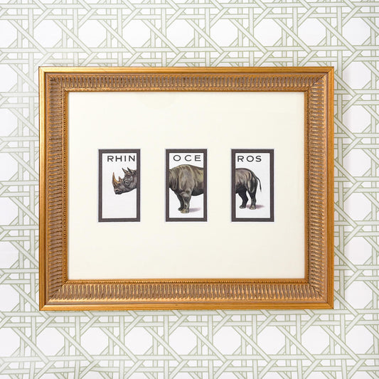 Framed Vintage Animalloys Cigarette Card c. 1934, Rhinoceros