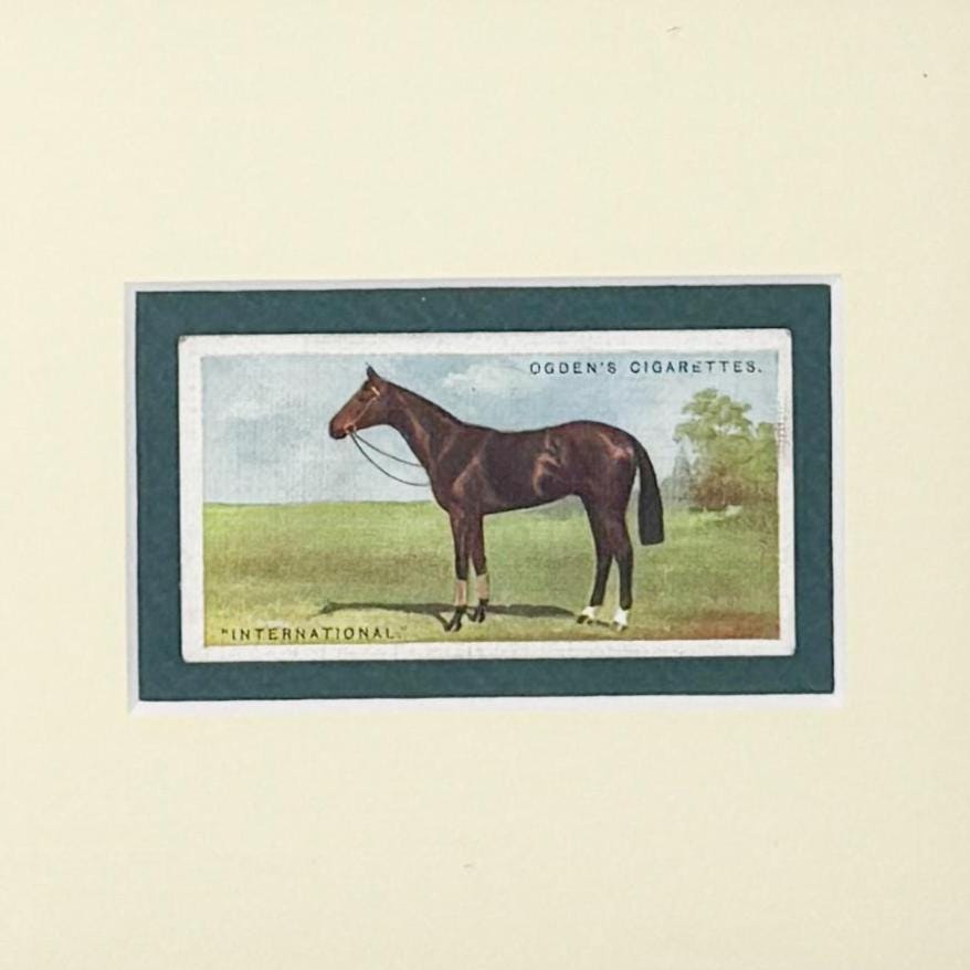 Framed Antique Race Horse Derby Cigarette Card c. 1928, International