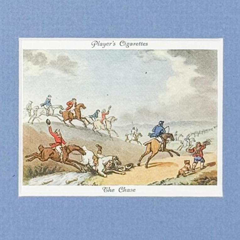 Framed Vintage Fox Hunt Cigarette Card c. 1938, The Chase