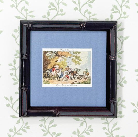Framed Vintage Fox Hunt Cigarette Card c. 1938, Going Out In The Morning