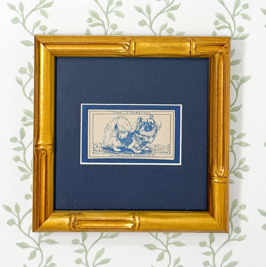 Framed Vintage Dog Cigarette Card c. 1952, Pekingese