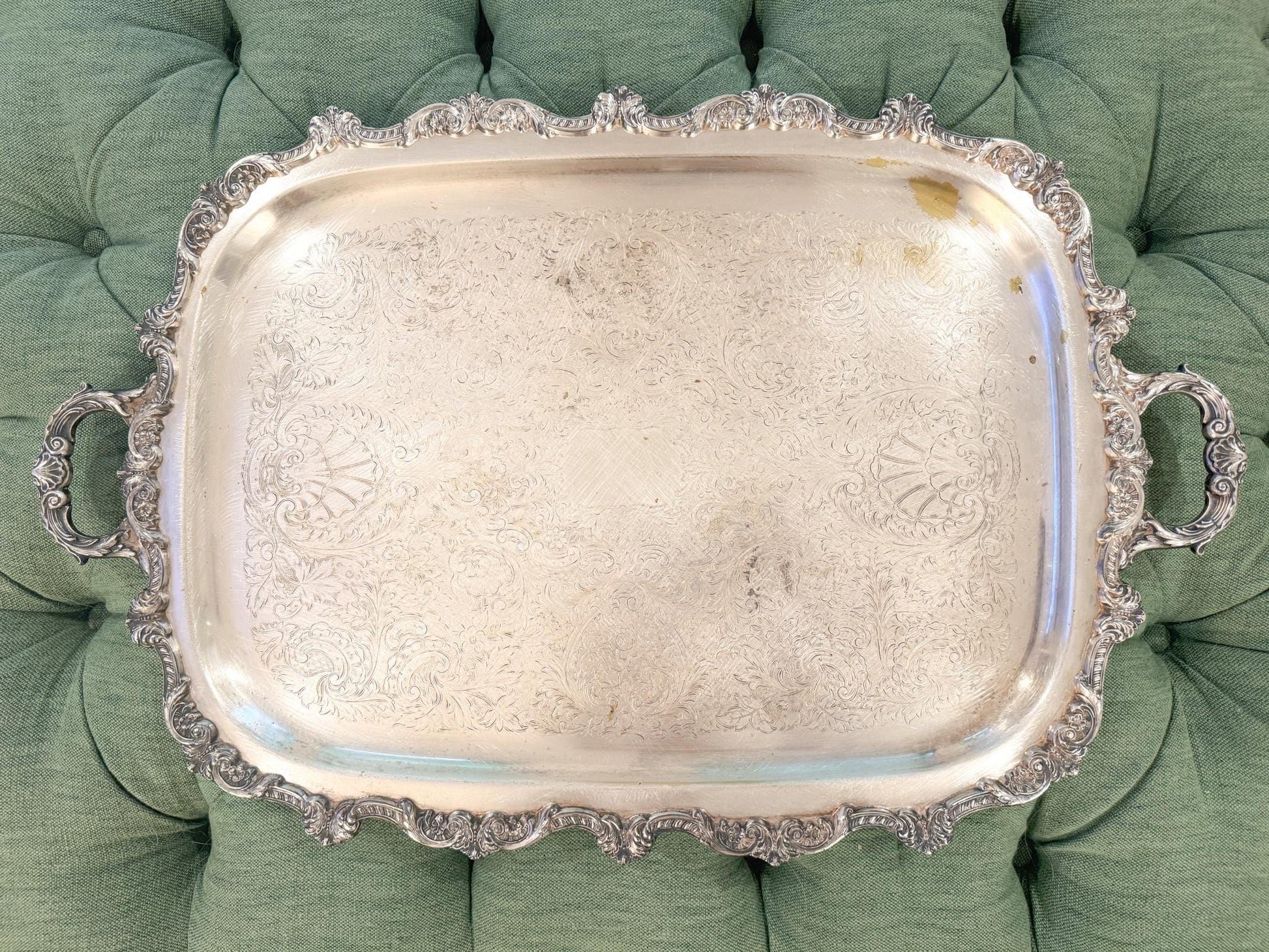 Vintage Silverplate Footed Butler's Tray, 27"