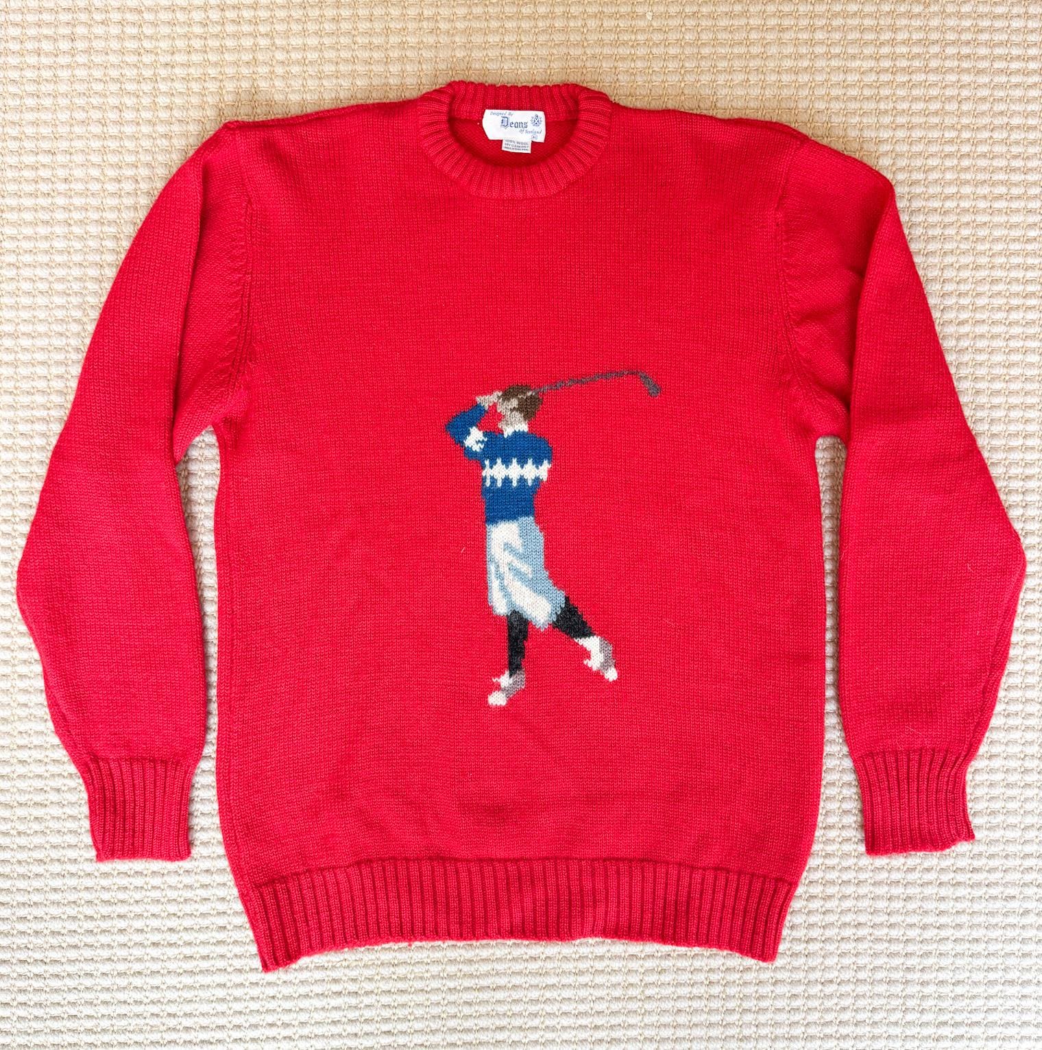 Vintage Deans Of Scotland 100% Wool Golf Sweater