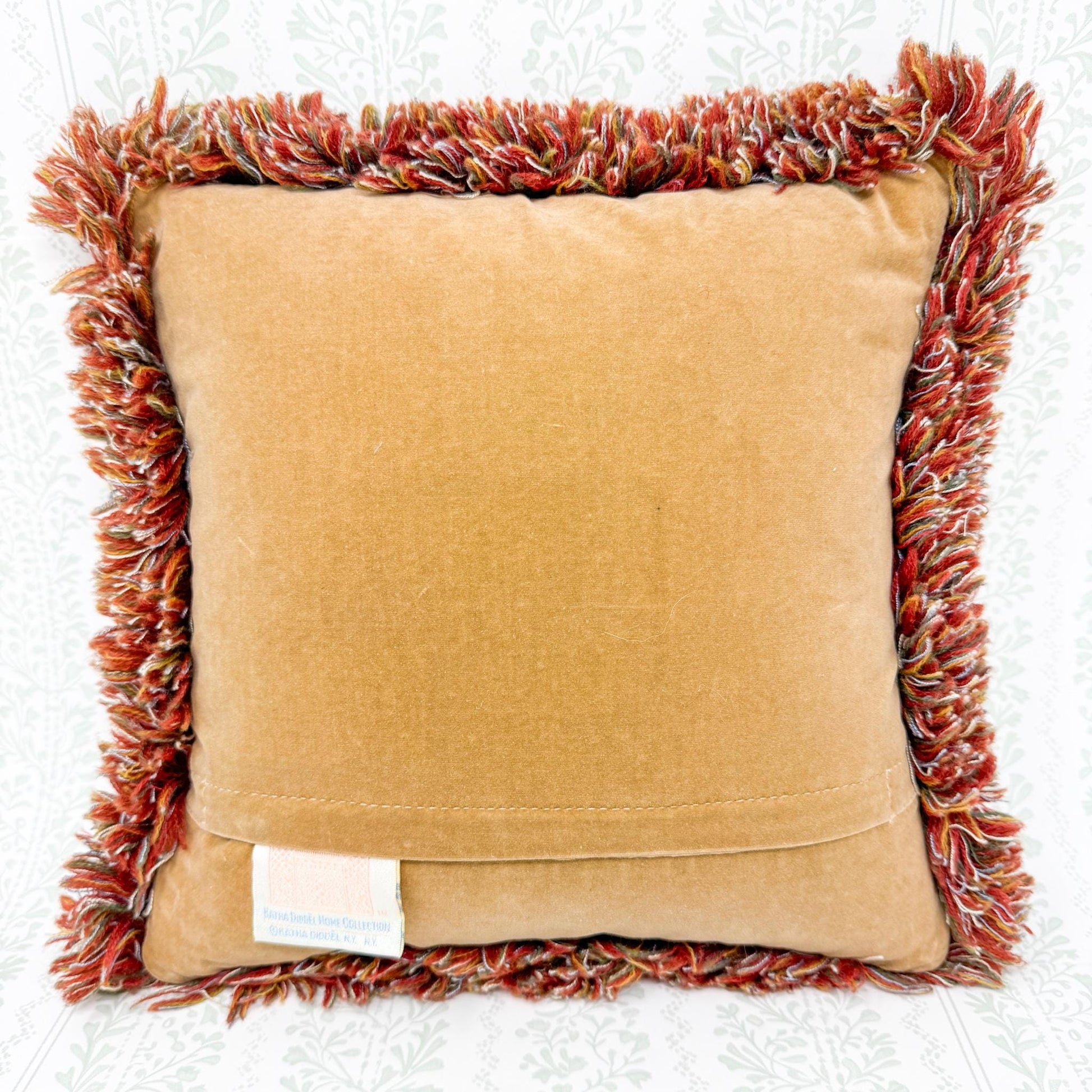 Vintage Needlepoint Pillow, Elephant Crest Heraldry