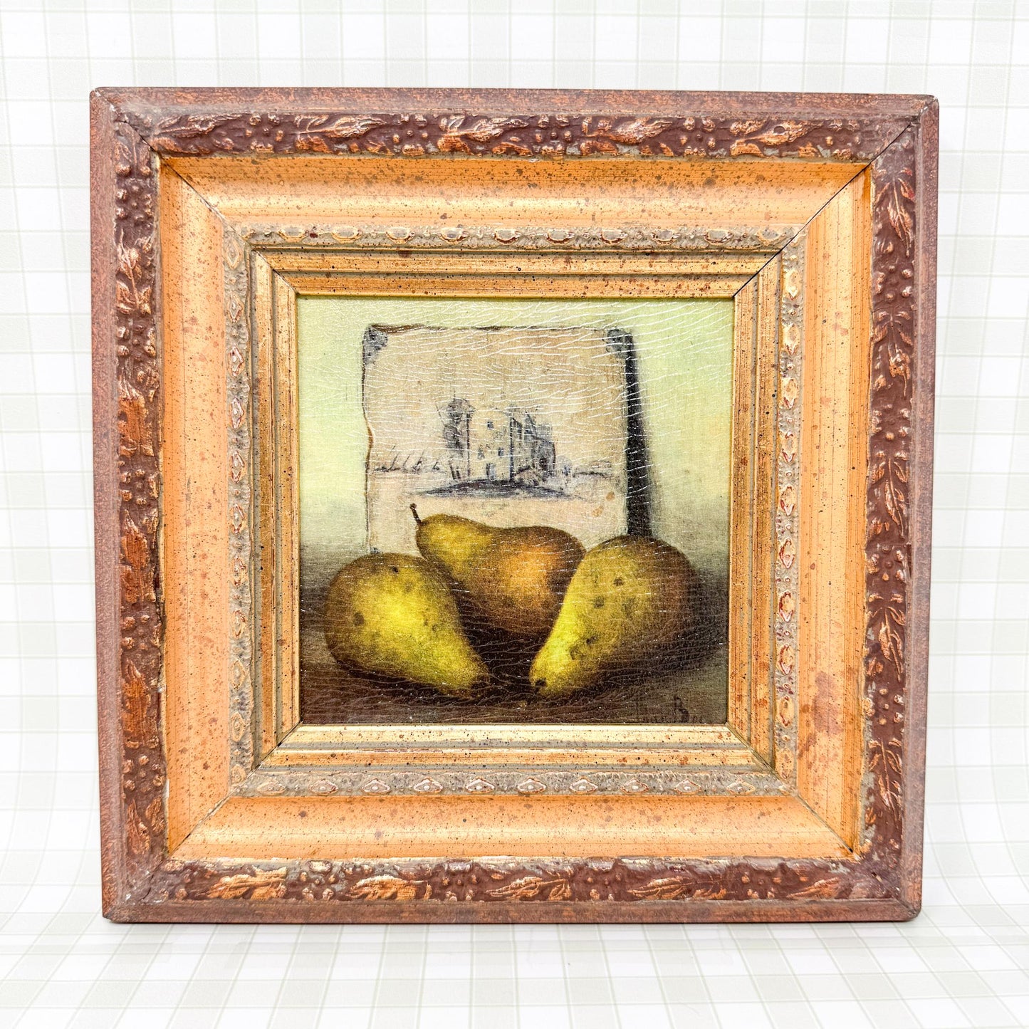 Pair of Gold Framed Fruit Paintings, Apples and Pears