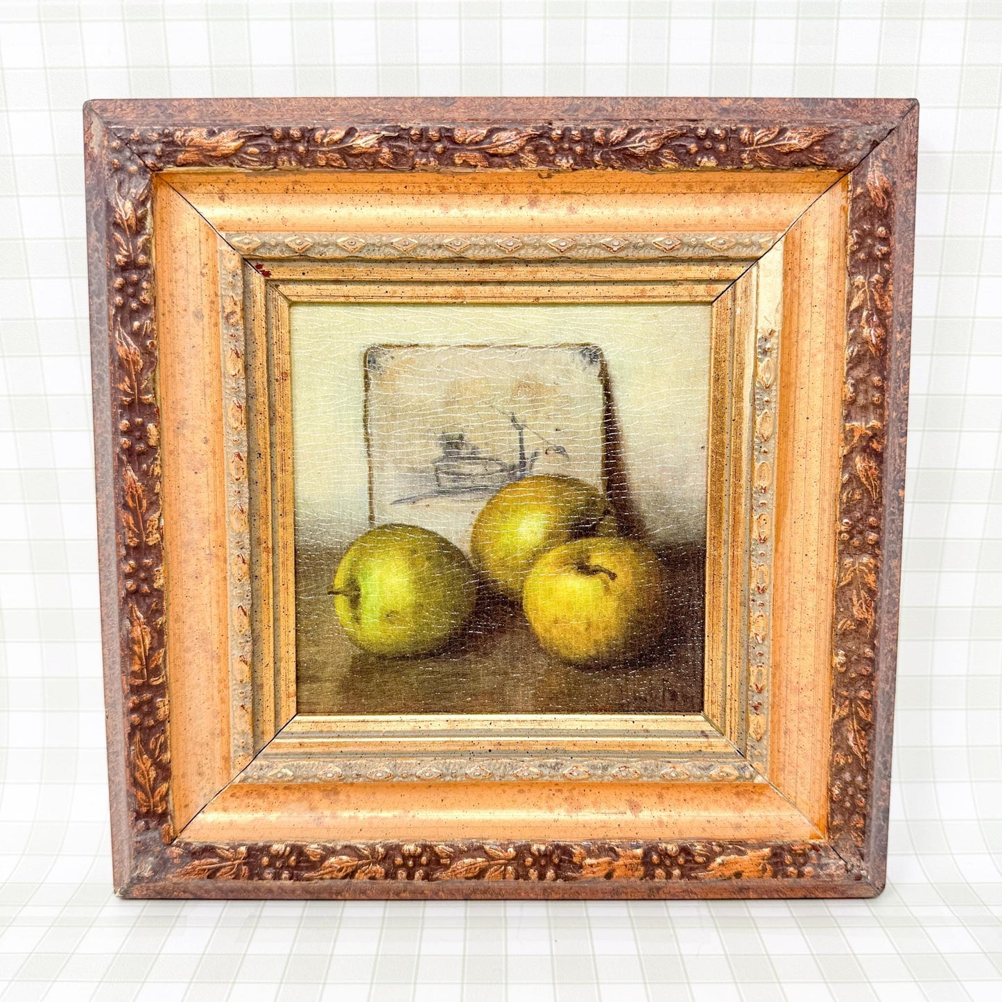 Pair of Gold Framed Fruit Paintings, Apples and Pears