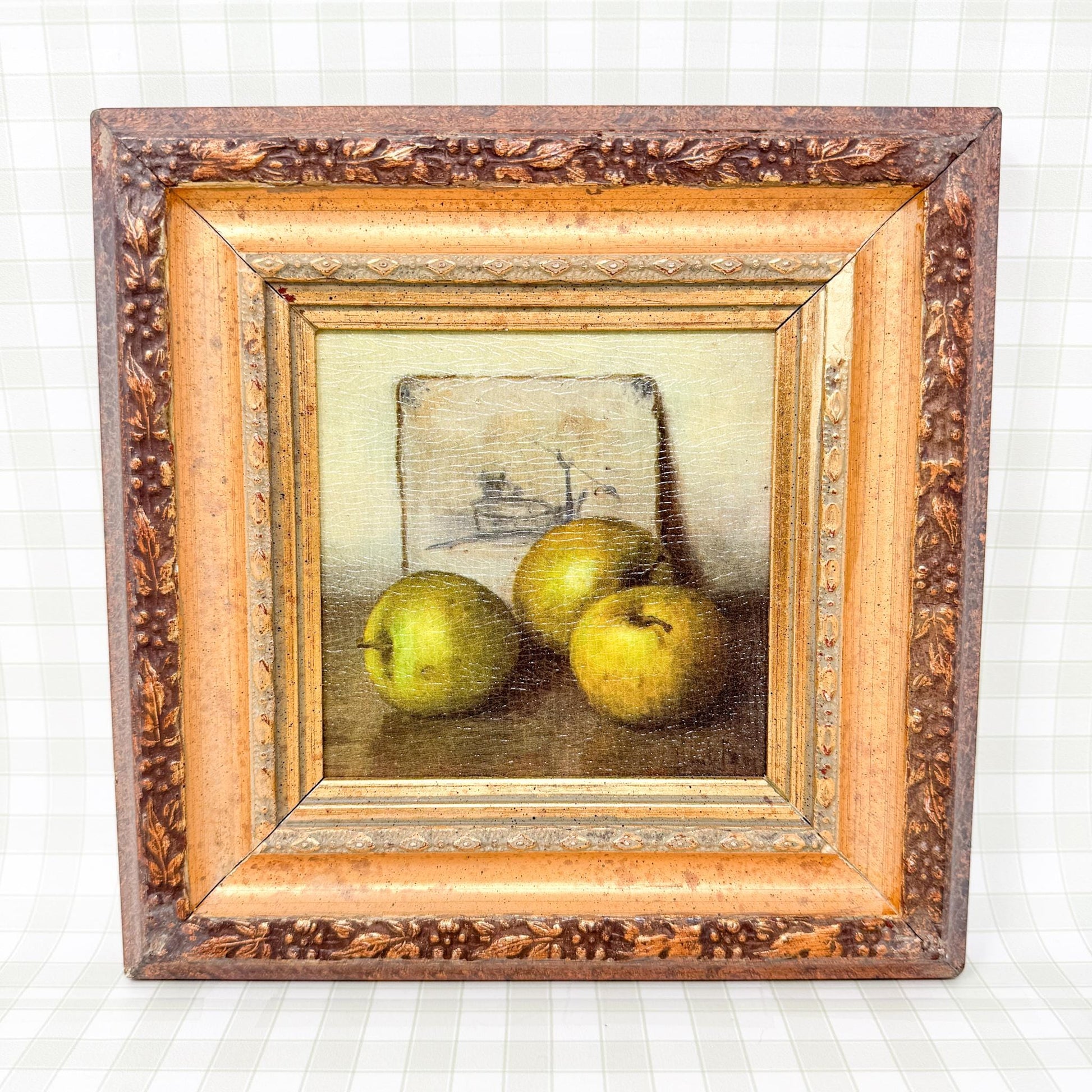 Pair of Gold Framed Fruit Paintings, Apples and Pears