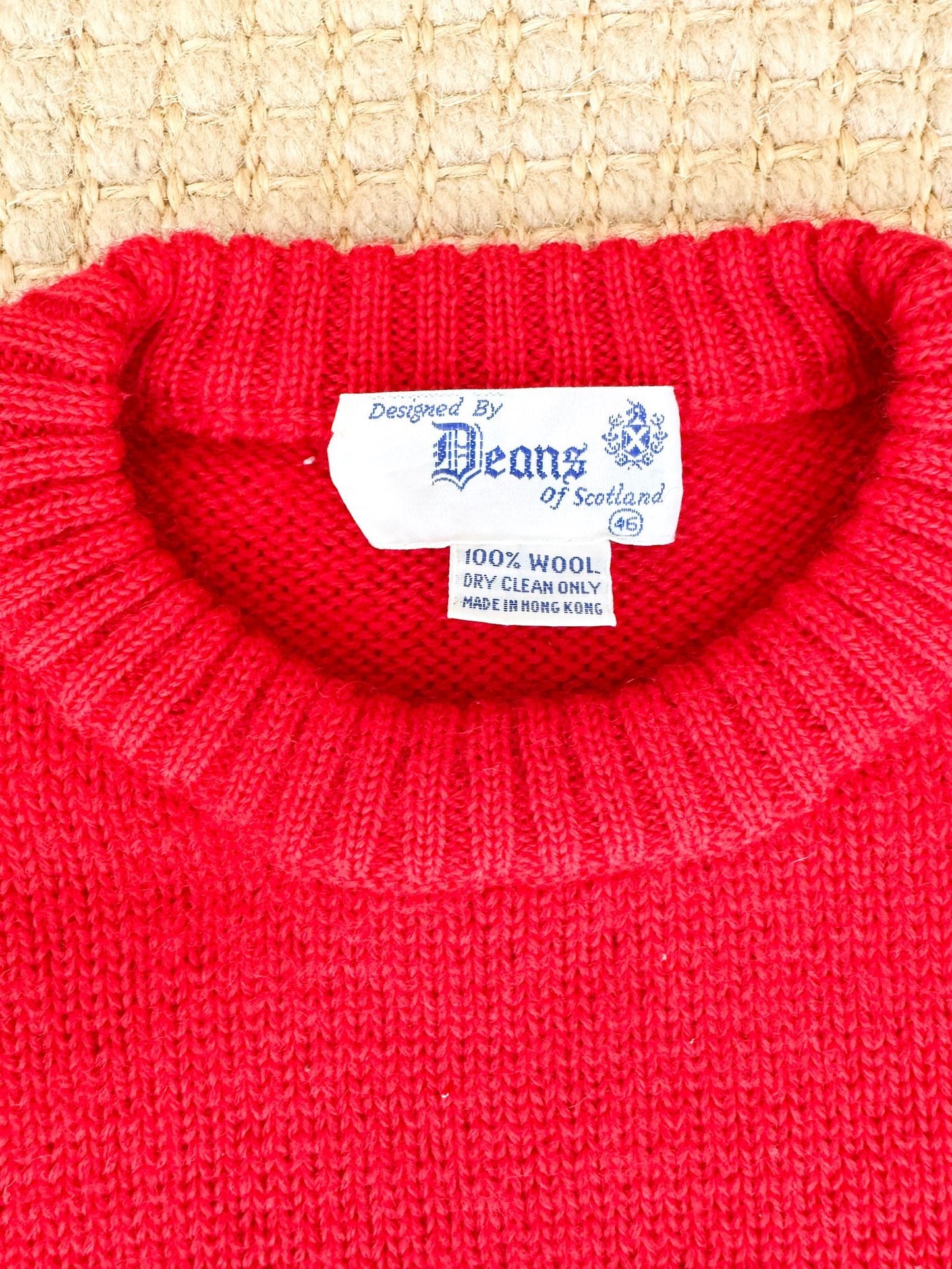 Vintage Deans Of Scotland 100% Wool Golf Sweater
