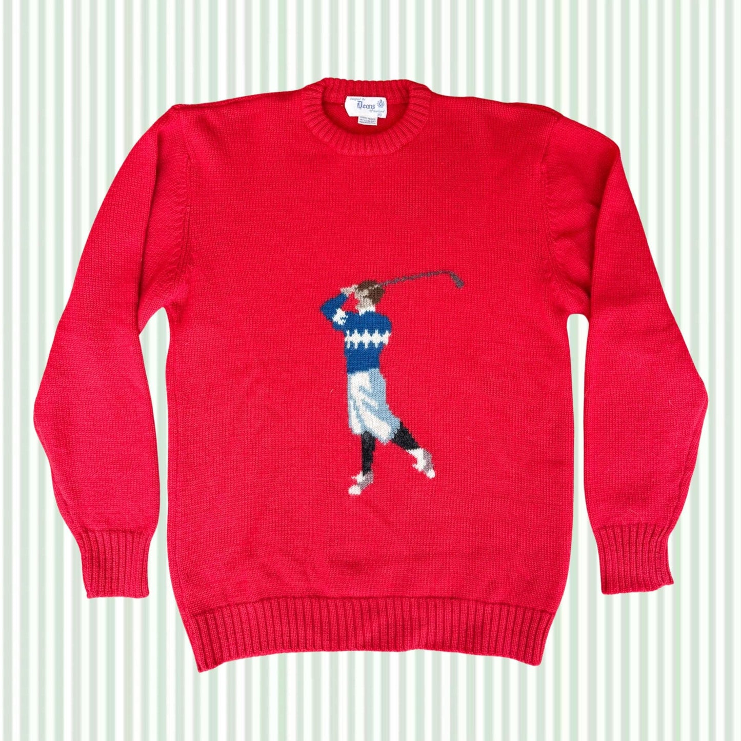 Vintage Deans Of Scotland 100% Wool Golf Sweater
