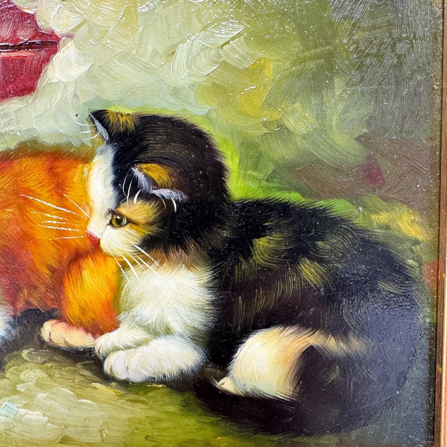 Vintage Framed Kittens Oil Painting by Robert Grace