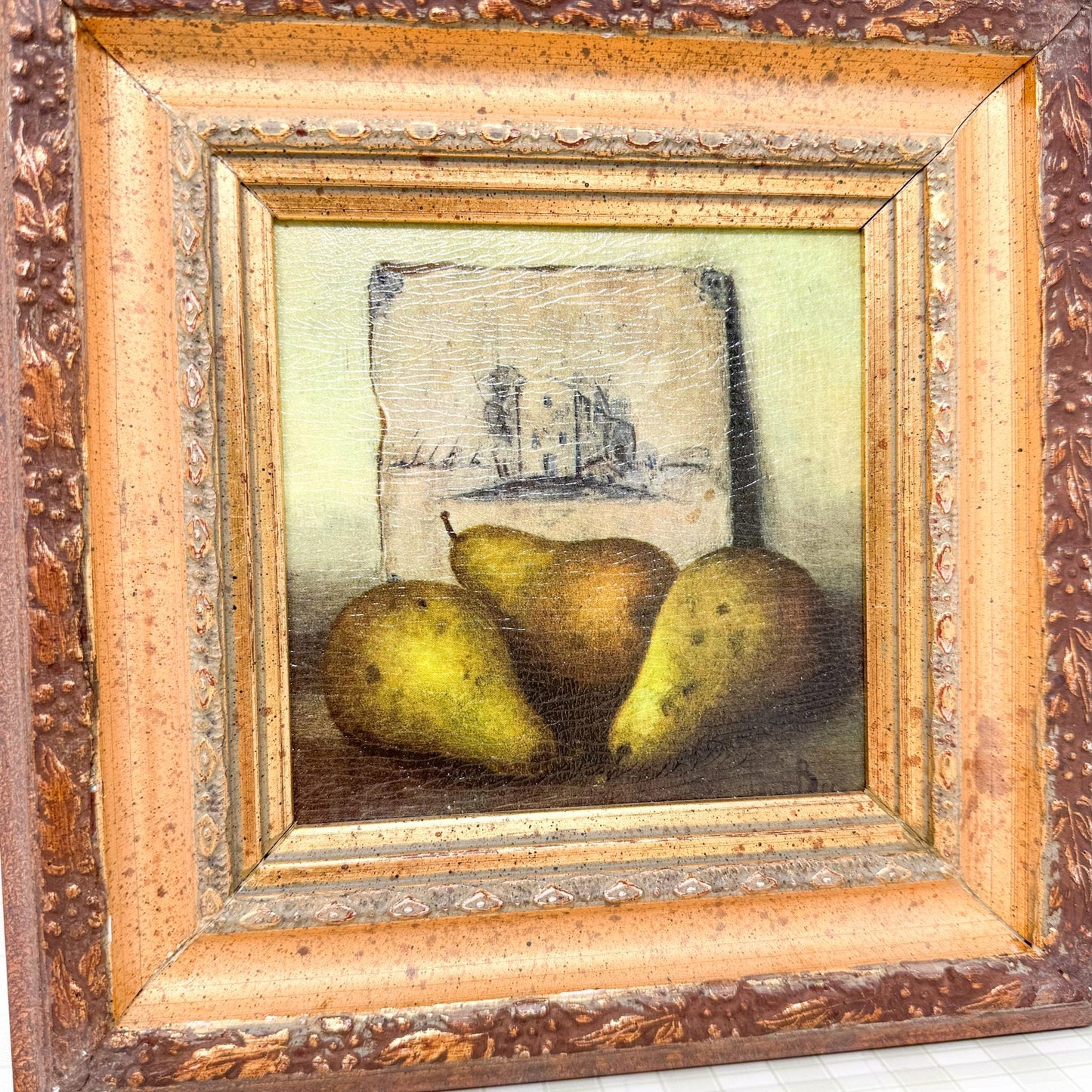 Pair of Gold Framed Fruit Paintings, Apples and Pears
