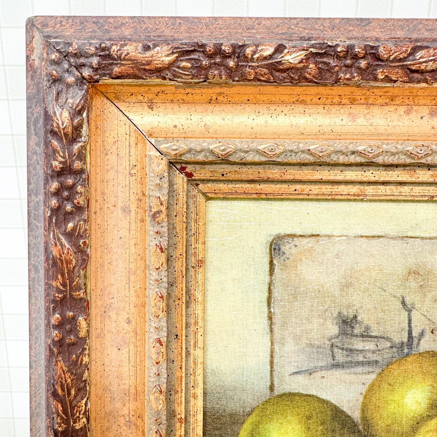 Pair of Gold Framed Fruit Paintings, Apples and Pears