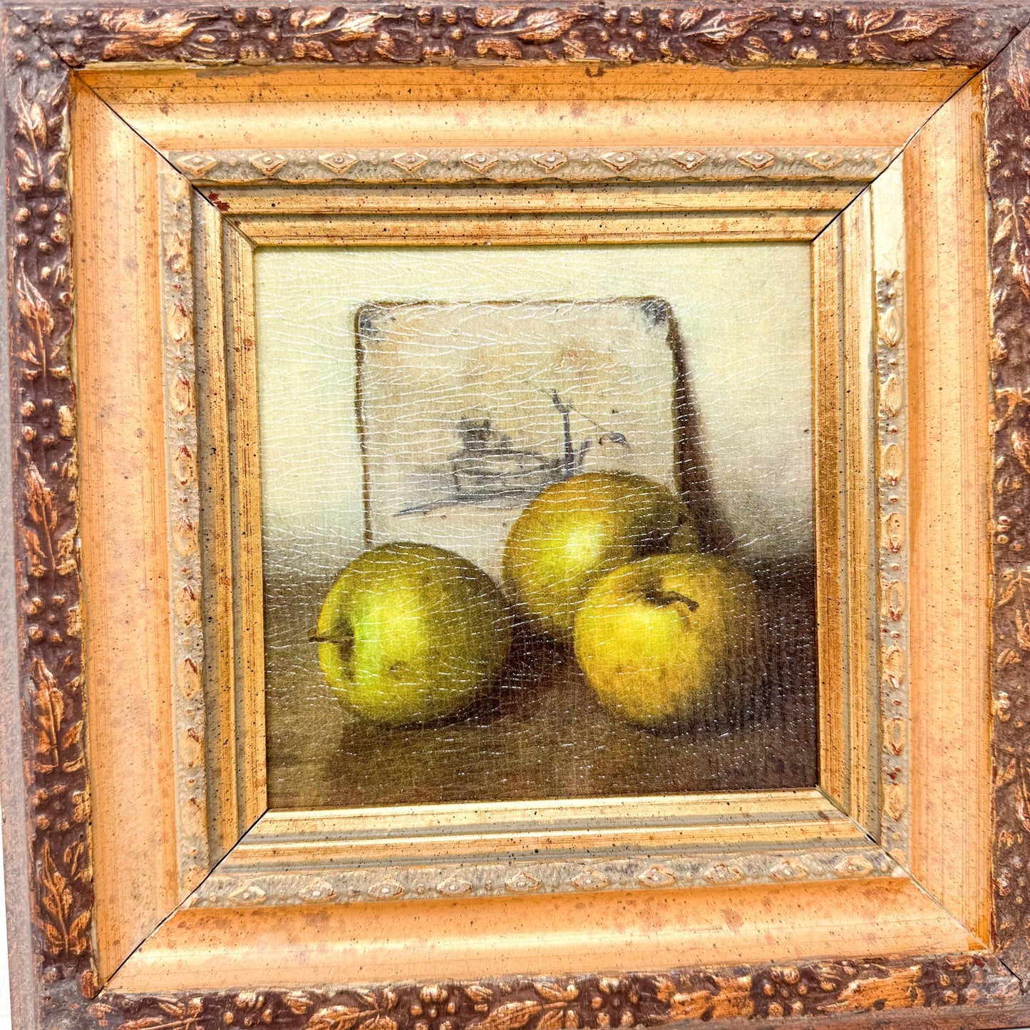 Pair of Gold Framed Fruit Paintings, Apples and Pears