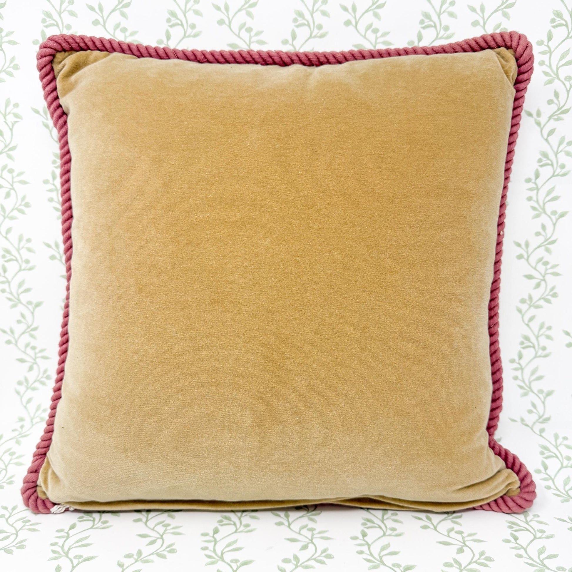 Vintage Needlepoint Pillow, Pink Tulips and Butterflies