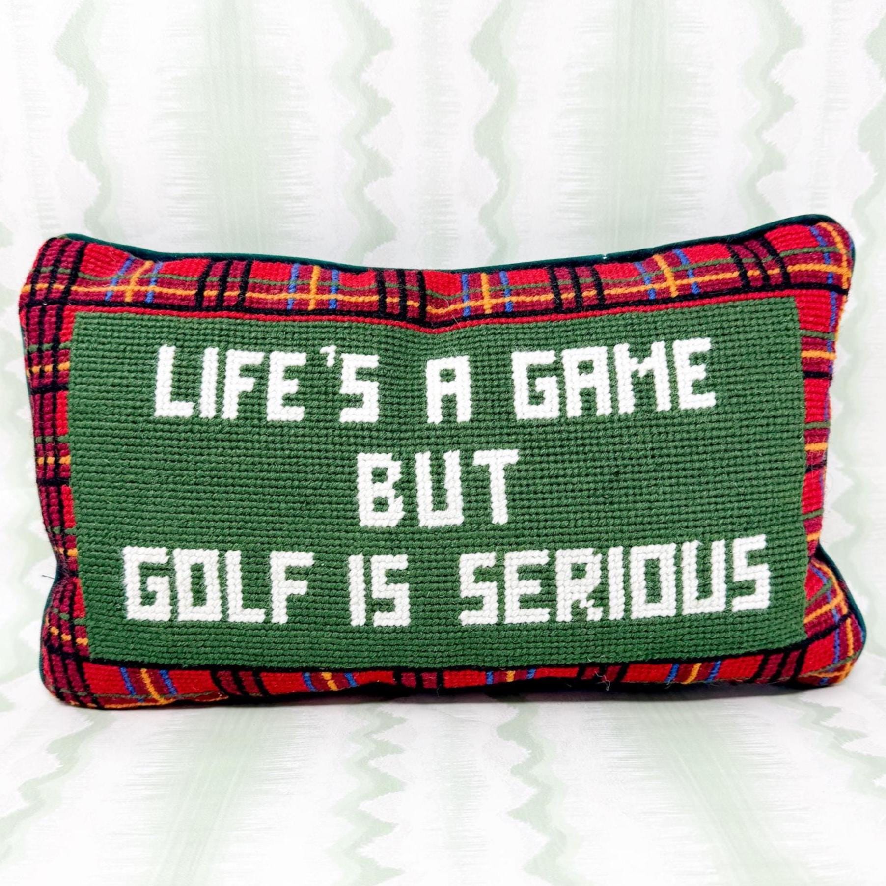 Vintage Needlepoint Pillow, Life's A Game But Golf Is Serious